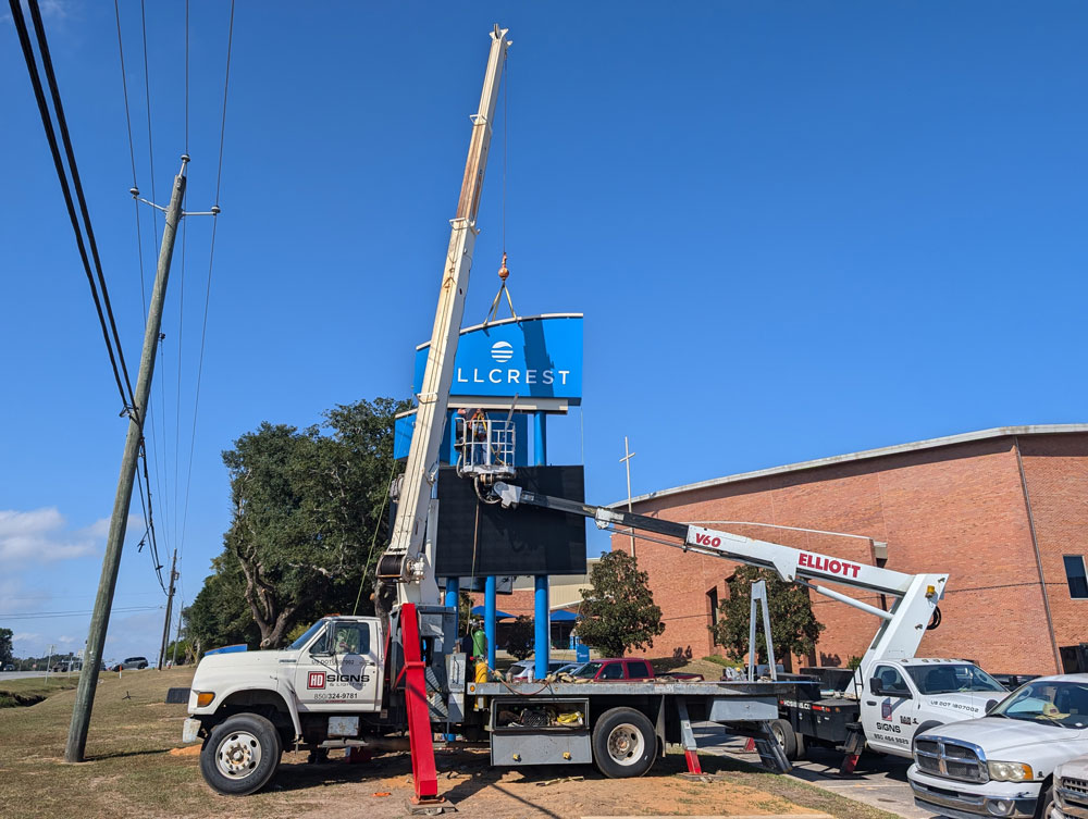Installing Hillcrest Sign