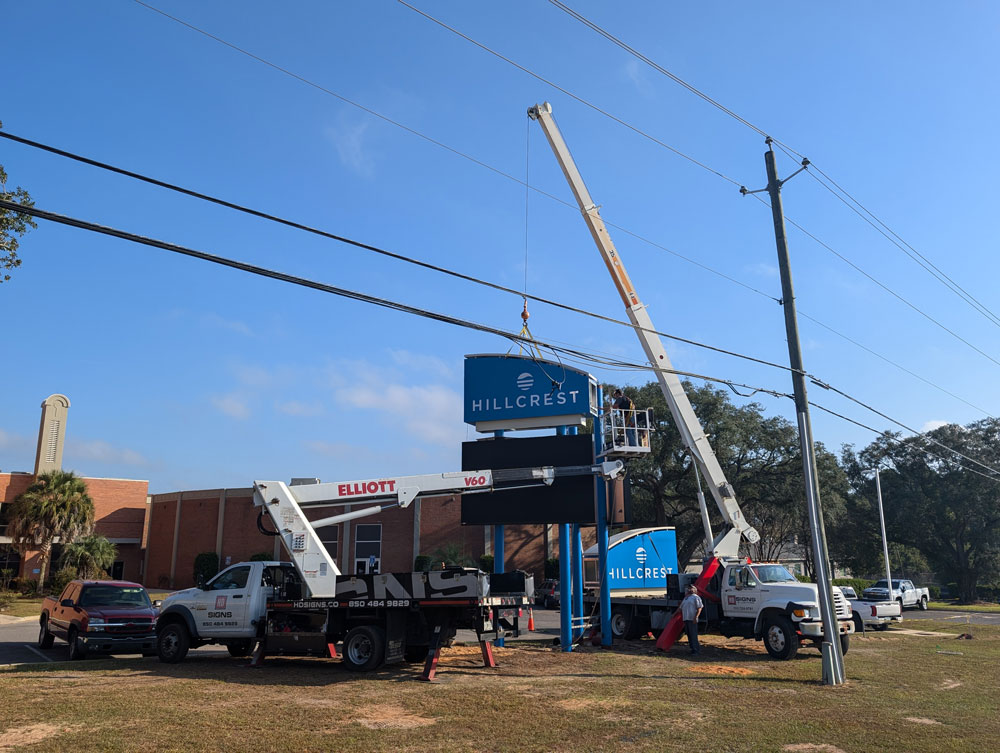Installing Hillcrest Sign